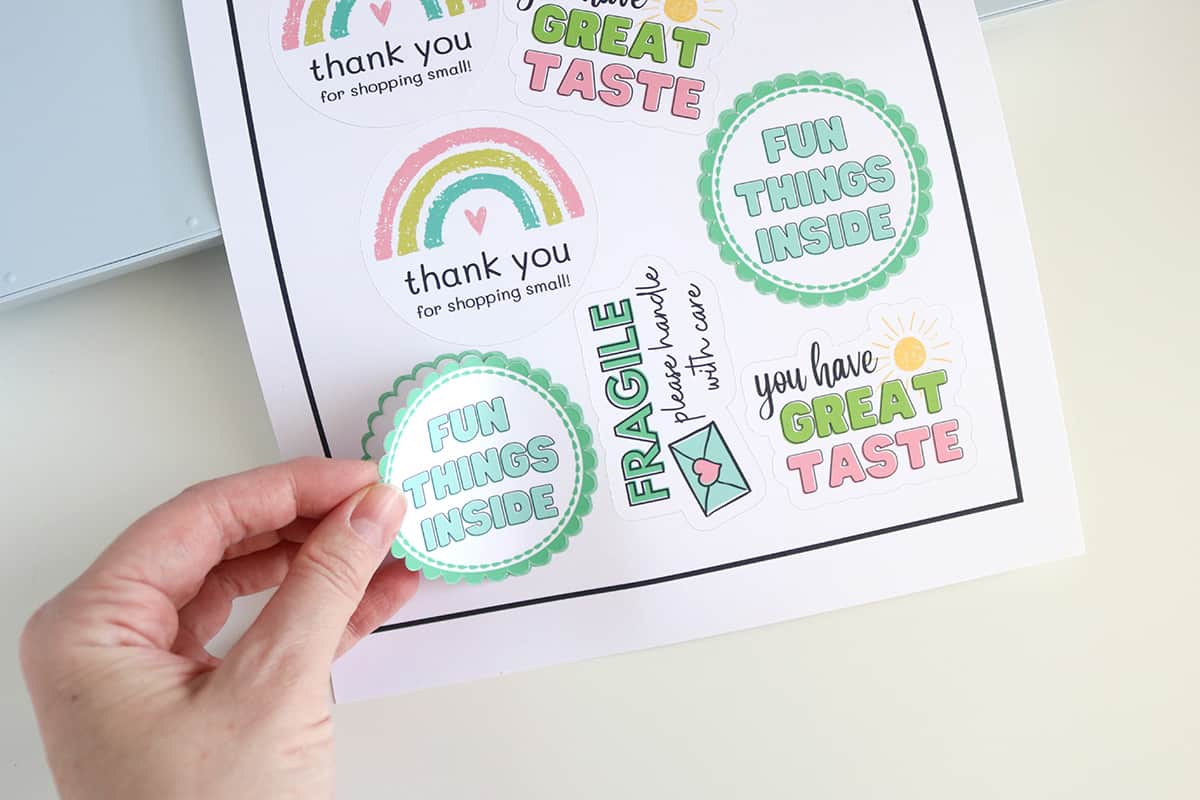 DIY packaging shipping stickers with Cricut